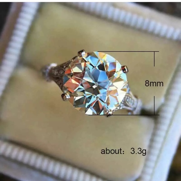 Fashion 925 Silver Rings White Sapphire Ring - Picture 4 of 5